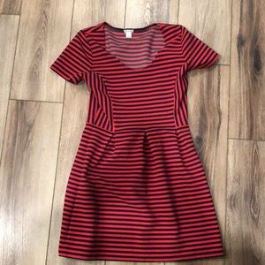 J. Crew Woman’s Knit Red Blue Stripe Fit & Flare Stretch Sheath Dress